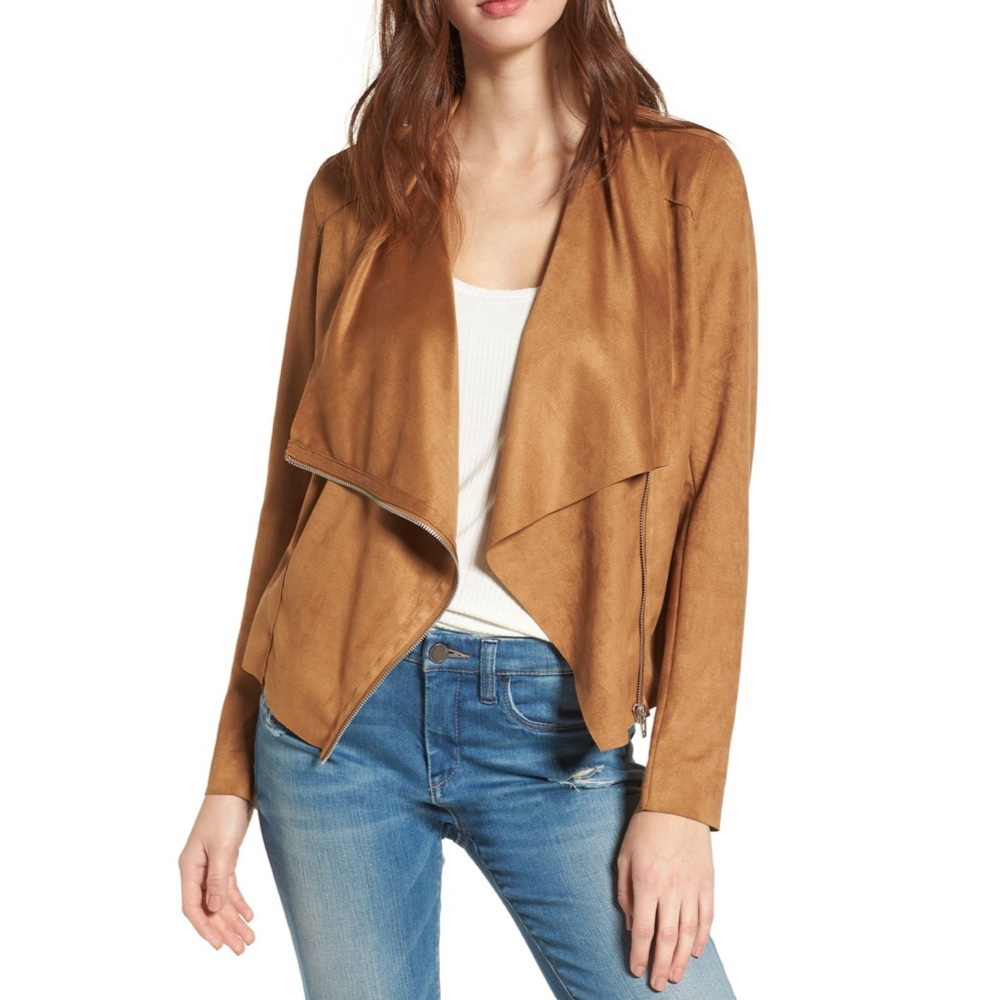 Blank NYC Faux Suede Drape Jacket